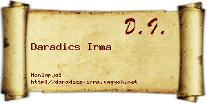 Daradics Irma névjegykártya