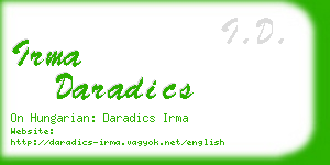 irma daradics business card